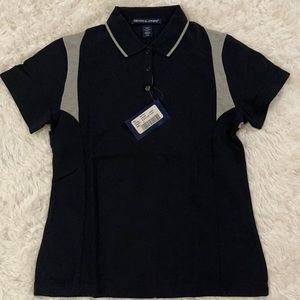 Women’s Polo Black/Grey Size Medium Devon & Jones